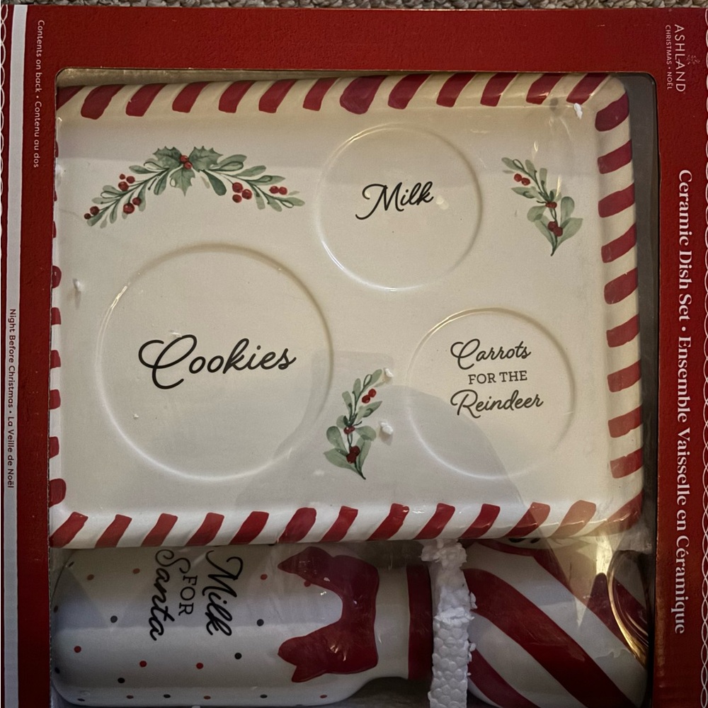 Ashland Holiday Ceramic Plate and Bottle Set